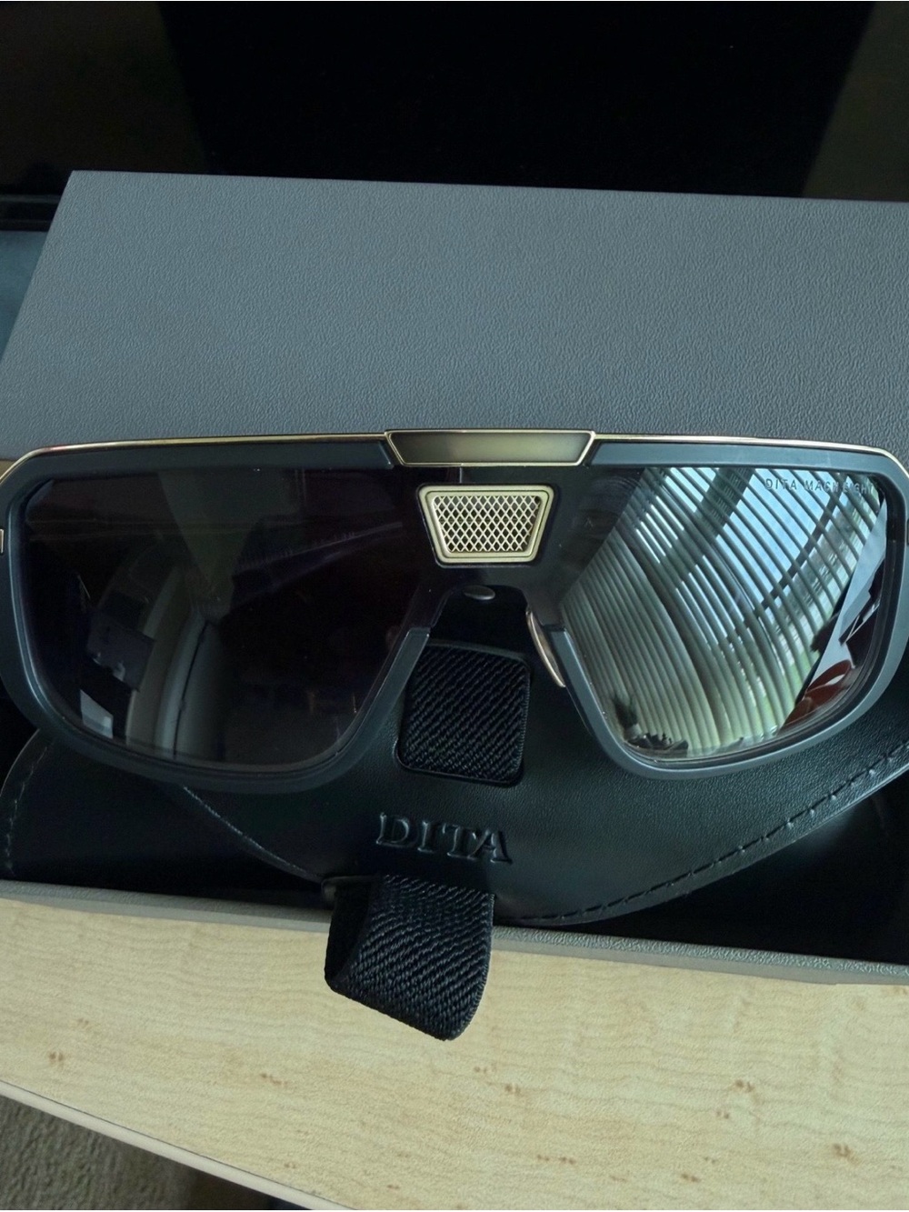 DITA Black Sunglasses with Gold Trim